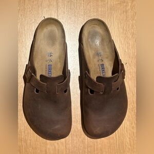 Birkenstock Dark Brown Leather Clogs